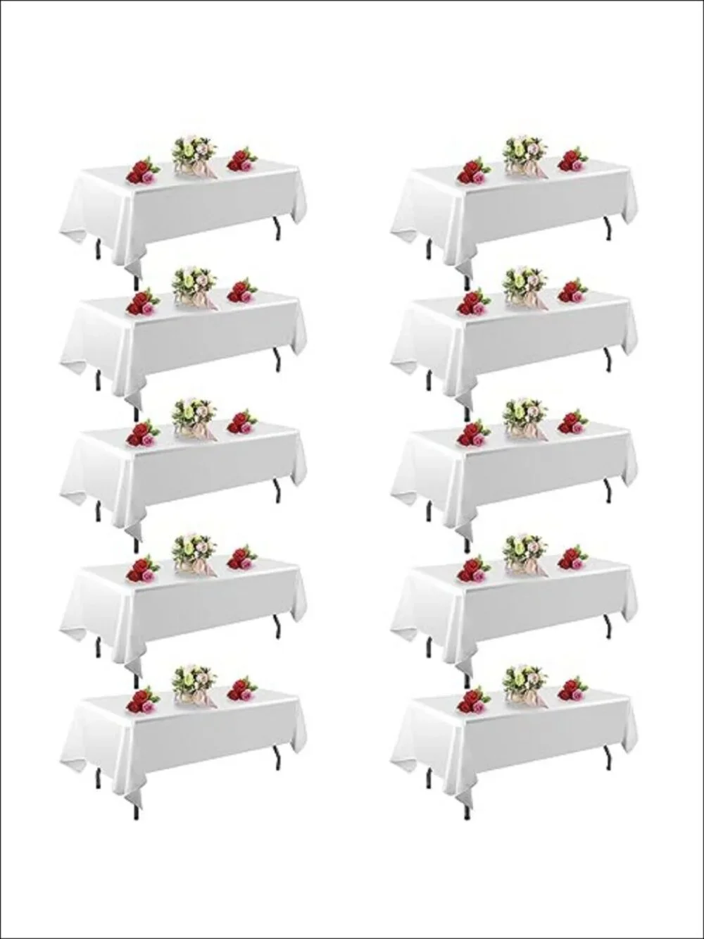 10 Pack White Table Cloths 60x102 Inch Polyester Stain Wrinkle Resistant for